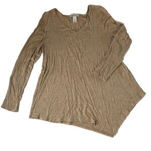 White House Black Market Long Sleeves asymmetrical Tee Heather Brown Size Medium